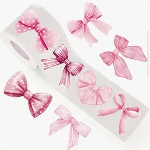 500 Pink Ribbon Bows Stickers in 8 Designs Polka Dots